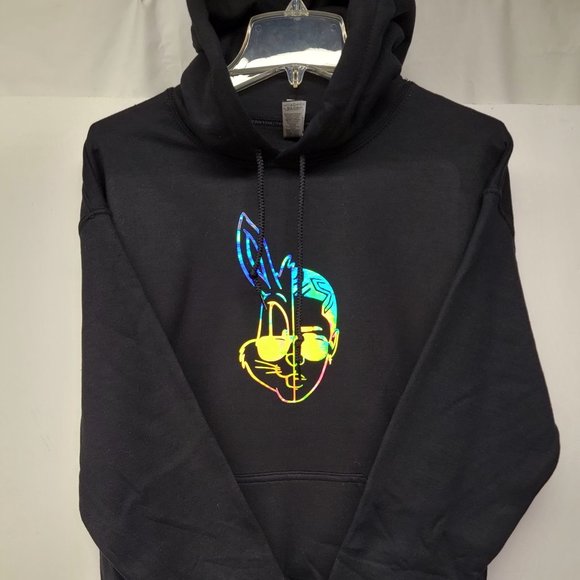 Bad Bunny Holographic Black Pullover hoodie * Beautiful * - Picture 2 of 7